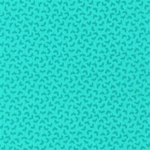 May include: A turquoise blue background with a repeating pattern of small, dark blue, stylized bird silhouettes.