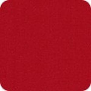 May include: Solid red fabric swatch. The fabric has a smooth, even texture.