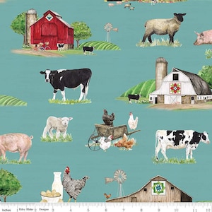Spring Barn Quilts Quilt Main Teal by Tara Reed for Riley Blake Designs, CD14330 TEAL Sold in HALF yard increments