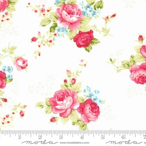 Ellie Main Floral Off White by Brenda Riddle of Acorn Quilts for Moda Fabrics 18760 11 Sold in HALF yard increments