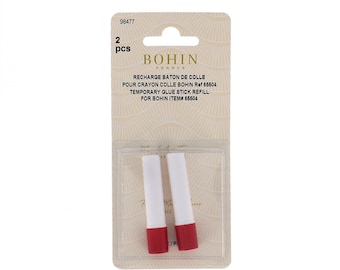 Bohin Glue Pen Refills 2pc Set 98477 goes on pink, dries clear