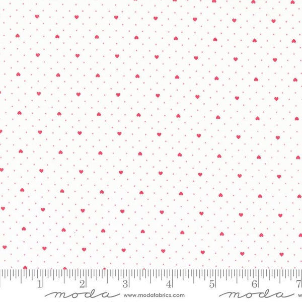 Lighthearted Heart Dot Cream Red by Camille Roskelley for Moda Fabrics 55298 11 Fabric sold in HALF YARD increments