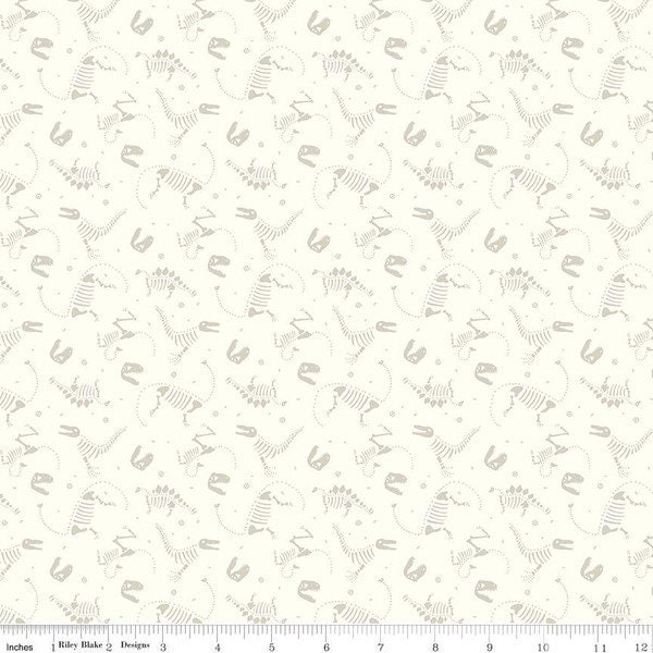 Roar Dino Bones Cream by Citrus & Mint Designs for Riley Blake Designs - C12463 CREAM This fabric is sold in HALF YARD increments.