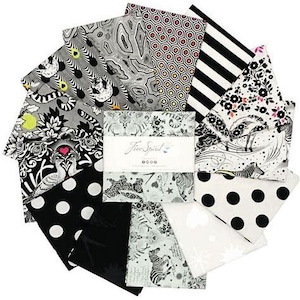 Tula Pink Linework 5" Charm Pack for Free Spirit Tula Pink FB6CPTP.LINEWORK  modern Black and White Fabrics with splashes of color