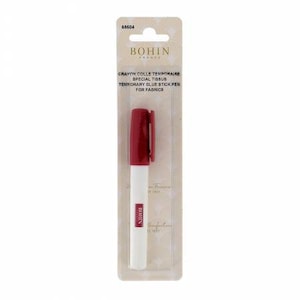 Bohin Temporary Glue Stick For Fabrics 65504 pink dries clear