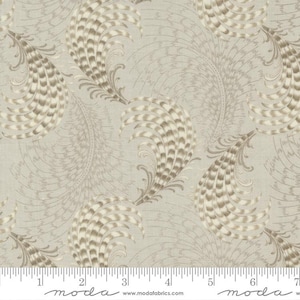 Bleu De France Frontanges Feathers Smoke by French General for Moda Fabrics 13933 12 Sold in  HALF yard increments