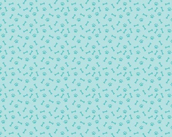 Pets Paws Aqua by Lori Whitlock for Riley Blake Designs C13651-AQUA Sold in HALF yard increments