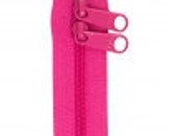 30" Raspberry Double Slide Handbag Zipper by ByAnnie ZIP30-252. 30 inch zippers for handbags purses