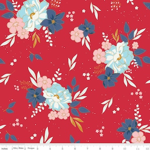 Sweet Freedom Main Red Sparkle by Beverly McCullough for Riley Blake Designs SC14410-RED Fabric sold in HALF YARD increments.