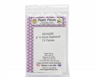 Paper Pieces 2" 6 Point Diamond Small Pack: 75 Pieces precut diamond pieces for English Paper Piecing and quilting  6DIA200S