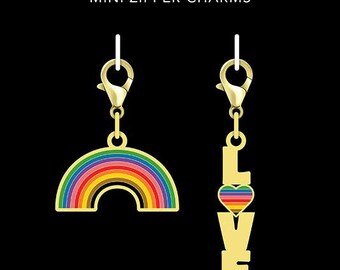Moda Fabrics Zipper Pulls by Cathe Holden Mini Rainbow Love CH145