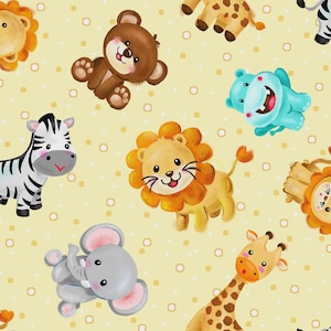 Wee Ones Tossed Animals by Oasis Fabrics Collection 598561 Sold in HALF yard increments