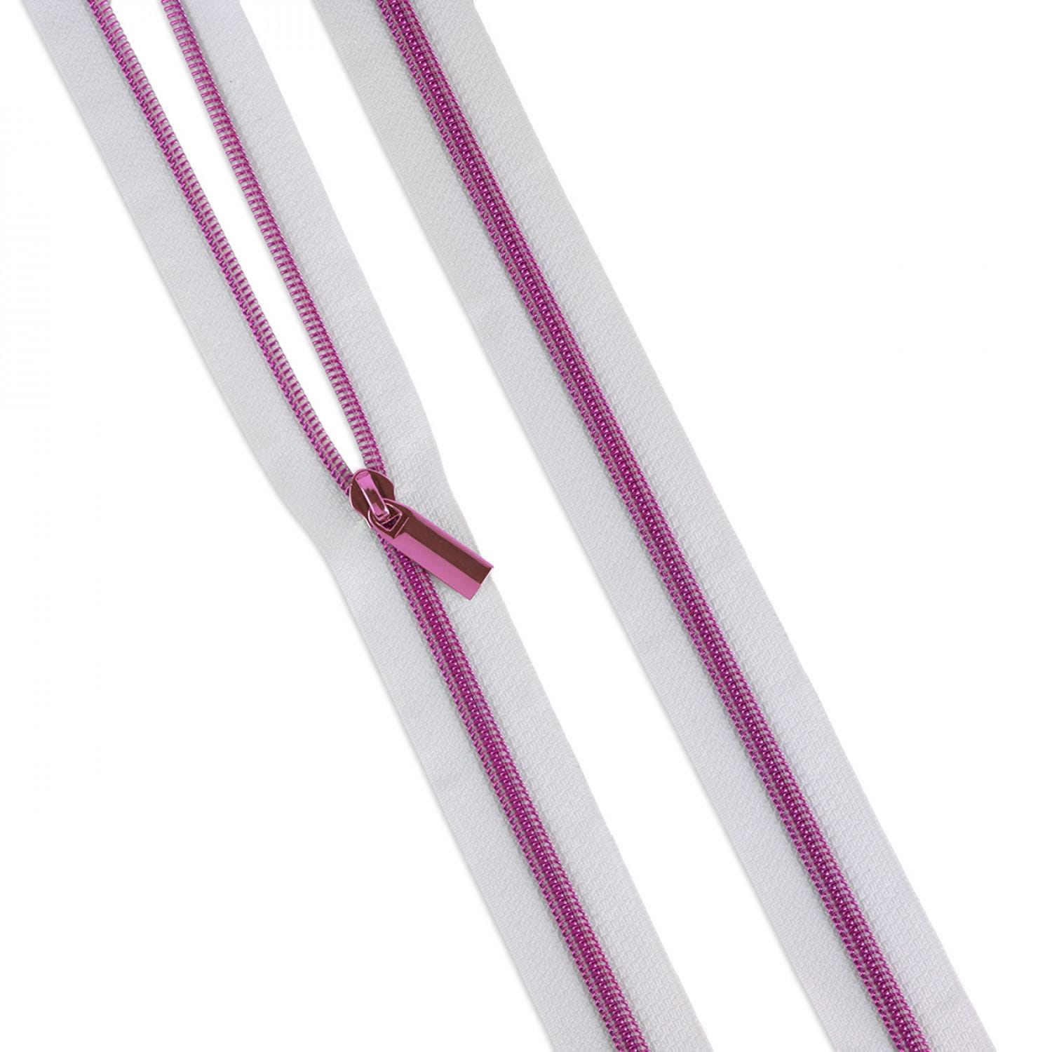 Tula Pink 3 Yard Zippers by the Yard White Tape Pink Coil #5