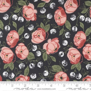 Country Rose Bouquet Charcoal by Lella Boutique for Moda fabrics 5170 17 Sold in HALF yard increments