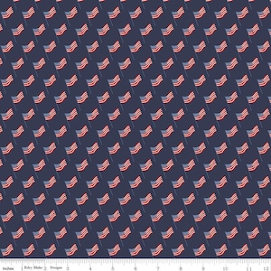 Stars and Stripes Forever Flags Navy by Lori Whitlock for Riley Blake Designs C15713-NAVY Sold in HALF yard increments