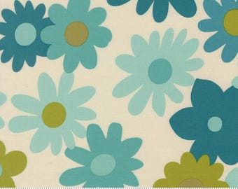 Happy Daze Blooming Blossoms Aqua by Chloe's Closet for Moda Fabrics 33840 18 Fabric is Sold in HALF yard increments