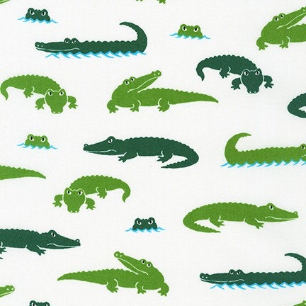 Animal Club White Alligators for Robert Kaufman Fabrics SB