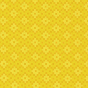 May include: A yellow and gold geometric pattern with a repeating square design.
