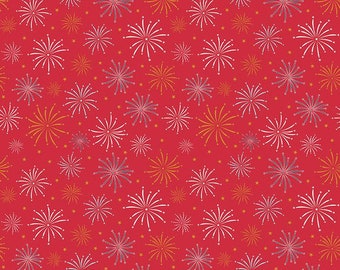 Sweet Freedom Fireworks Red Sparkle by Beverly McCullough for Riley Blake Designs SC14412-RED Fabric sold in HALF YARD increments.