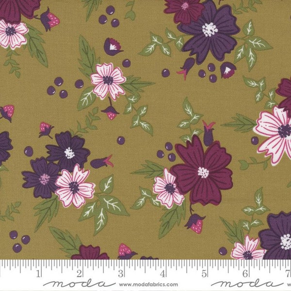 Wild Meadow Wildberry Blossoms Bronze by Sweetfire Road for Moda Fabric 43130 12 This fabric is Sold in HALF yard Increments