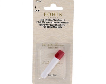 Bohin Glue Pen Refill 65506 goes on pink, dries clear