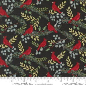 Winter Friends Cardinals Charcoal Black by Deb Strain for Moda Fabrics 56132 18 Sold in HALF yard increments