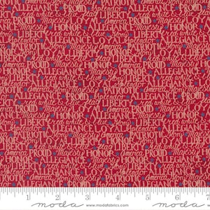 My Country Words of Honor Rich Red by Kathy Schmitz for Moda Fabrics 7042 17 This Fabric is sold in HALF YARD increments