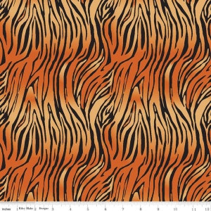 On Safari by Riley Blake Design orange and black Tiger stripes  animal print  C10456 ORANGE Sold in HALF yard increments