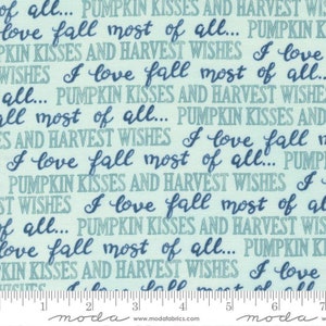 Harvest Wishes Fall Words Aqua by Deb Strain for Moda fabrics 56062 13 Fabric sold in HALF YARD increments