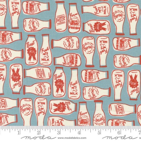 Farmstead Milk Bottles Mountain Stream by Stacy Iest Hsu for Moda Fabrics 20904 14 Sold in HALF Yard increments