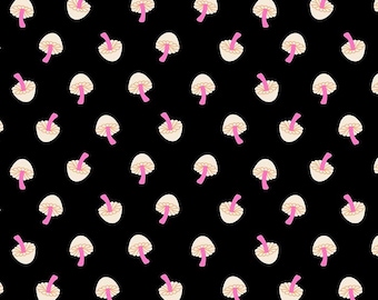 Tiny Frights Tiny Mushrooms Black by Ruby Star Society RS5118 15 Fabric is sold in HALF Yard increments!