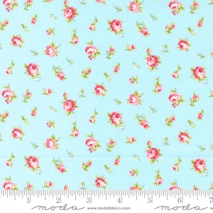 Ellie Tossed Floral Blue by Brenda Riddle of Acorn Quilts for Moda Fabrics 18761 12 Sold in HALF yard increments