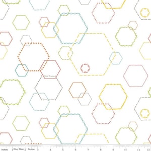 Hush Hush Low Volume Embroidered Hexies by Heather Peterson for Riley Blake Designs C11180-HEXIES Fabric is sold in HALF YARD increments.