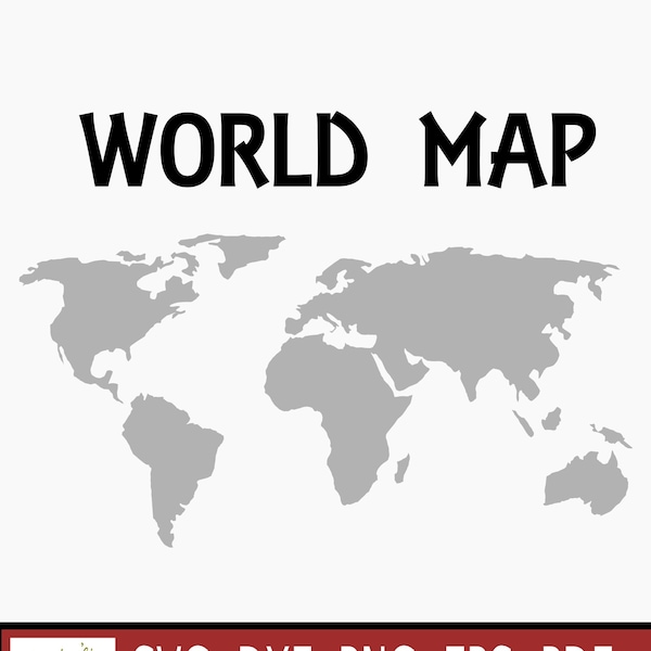 svg png Simple World Map design dxf eps pdf for use with Cricut Silhouette and other craft machines