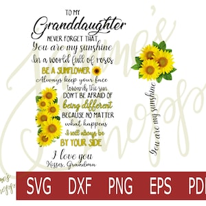 Sticker sublimation toboggan aquatique À ma petite-fille de grand-mère tournesol svg dxf png eps pdf impression vinyle Cricut Silhouette machines artisanales