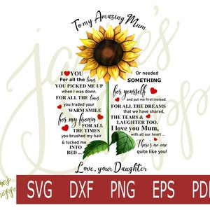 svg png Alla mia fantastica mamma da figlia-dxf eps pdf per l&#39;uso con macchine artigianali Cricut Silhouette per sublimazione