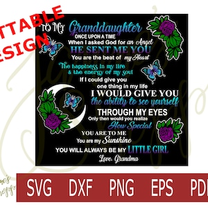 SVG PNG Para mi nieta Con amor Abuela DXF EPS PDF para impresión de vinilo de sublimación con tobogán de agua, recortable, Cricut, Silhouette, máquinas de manualidades