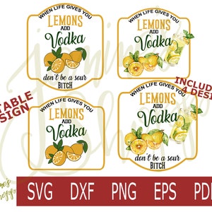 svg png Limonata aggiungi Vodka- dxf eps pdf per l'uso con decalcomanie per bicchieri con scivolo d'acqua a sublimazione, vinile, stampa, macchine artigianali