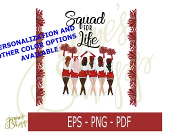 waterslide sublimation decal Cheer- Squad For Life -  png eps pdf for use with waterslide sublimation vinyl print craft machines