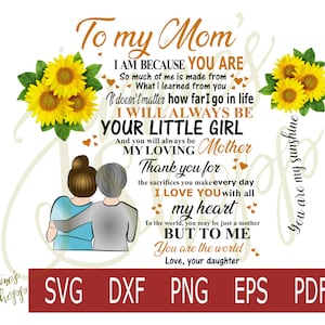 svg png Para minha mãe da filha-dxf eps pdf para uso com máquinas de artesanato Cricut Silhouette de sublimação waterslide