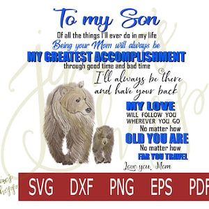 SVG PNG "A mi hijo le encanta mamá" -DXF EPS PDF para usar con máquinas de impresión de vinilo de sublimación con tobogán de agua