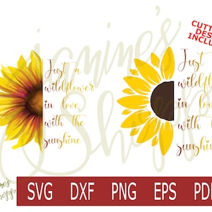 svg png Girasole Fiore di campo Sole-dxf eps pdf per l&#39;uso con macchine artigianali Cricut Silhouette per sublimazione con scivolo d&#39;acqua