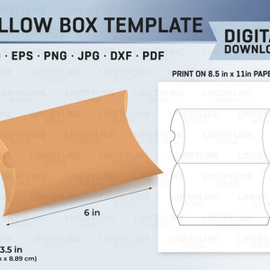 Pillow Box Template, Pillow Box, Pillow Box Template SVG, Pillow Box EPS, Gift Box Template, Foldable Gift Box, Printable Gift Box image 1