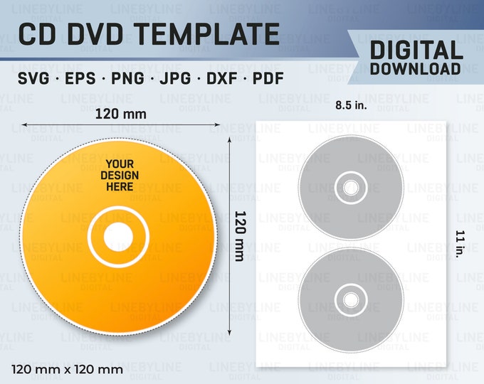 3 Inch Mini CD DVD Label Template SVG Cut File Vector Cricut Png Dxf ...