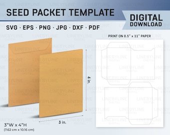 Seed Packet Template, Seed Packet Emvelope, Blank Seed Packet Template, Printable Seed Packet, Seed Packet Bag, Editable Seed Packet SVG