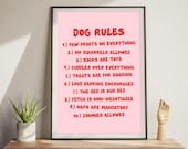 House Rules, Print, Dog Rules Poster, Dog Poster, Doodle Poster Funny Dog Poster Dog Wall Art Cute Pet Line Art Hand Drawn Dog Mom Gift