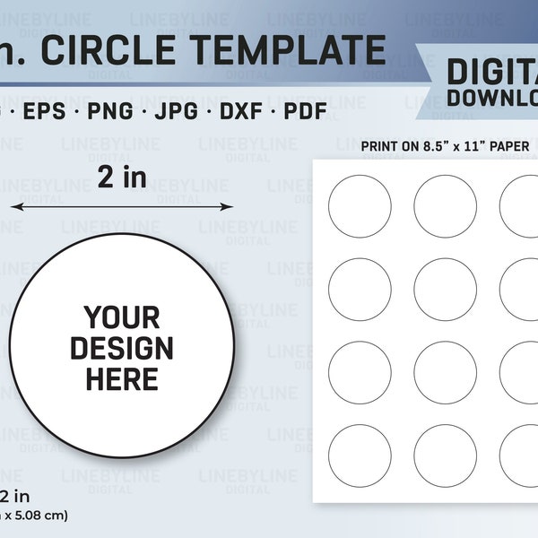 Circle Template, 2 inch Circle Template, Circle Template SVG, Circle Printable, Blank Circle Sticker Template, 2in Circle Template