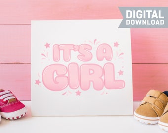 It's A Girl SVG, It's A Girl PNG, It's A Girl EPS, Gender Reveal, Baby Shower Decor, Pregnancy Announcement - Digital Download