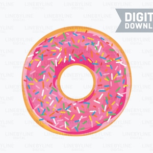 Pink Donut, Donut Art, Donut Illustration, Strawberry Donut, Donut Dessert PNG, Pink Donut Design - Digital Download, Instant Download