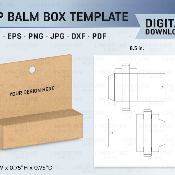 Lip Balm Box Template, Lip Balm Box, Lip Gloss Box Template, Chapstick Box Template, Chapstick Box, Blank Lip Balm Box, Lip Balm Custom Box